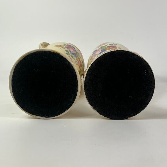 2 Tyndale Porcelain Vases Fine China Double Handle Hand Painted Floral Vintage - Picture 6 of 16